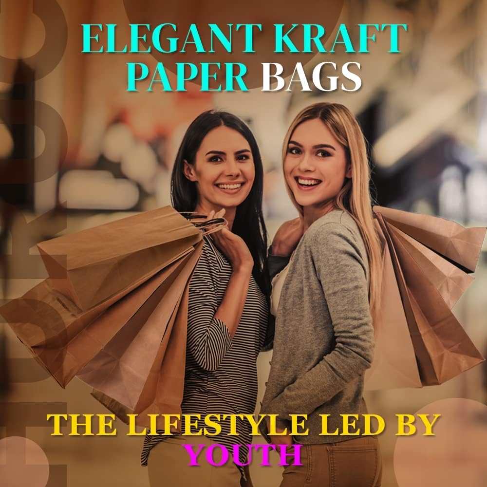 Al FAKHAMA 15 Pcs Paper Bag Brown Twisted Handle Paper Party Bags Hen Party Bags Kraft Paper Bag Bride Birthday Gift Bag Wedding Celebrations Bags For Party Favour (29 x 29 x 15 cm) - Pack Of 15