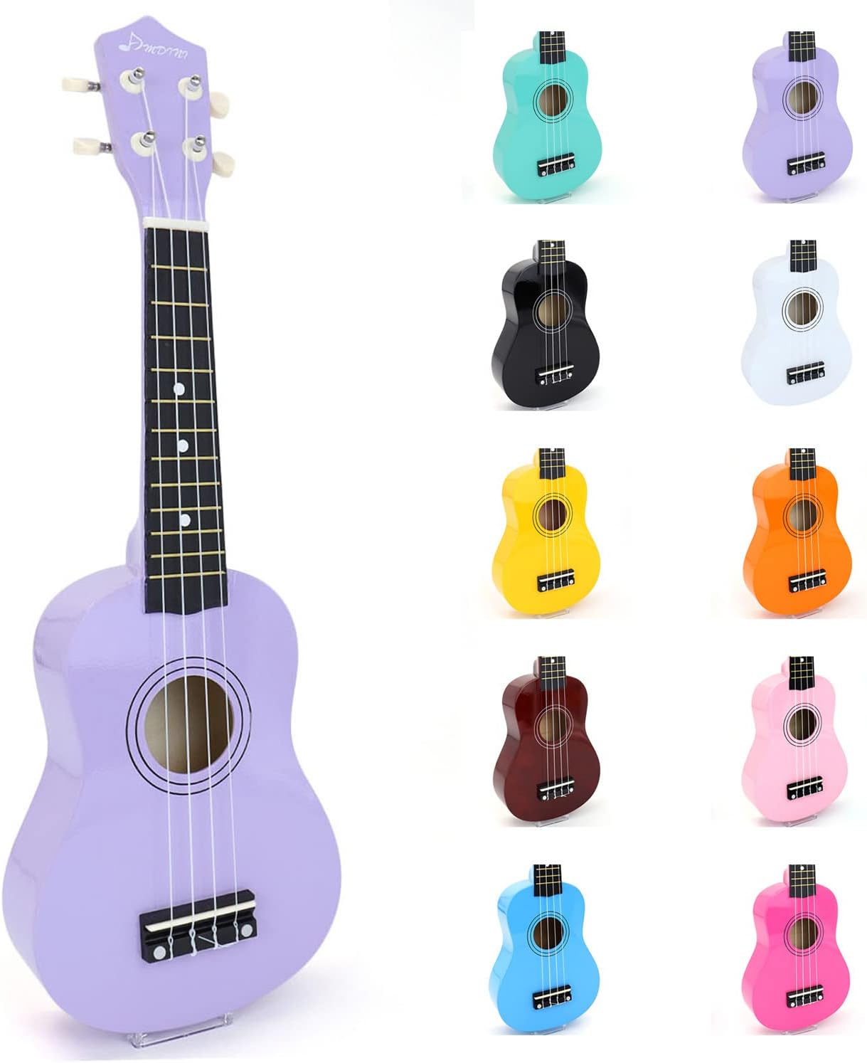 Amdini Varnish Soprano Wood Ukulele 21 inch Starter Uke Hawaii Small Guitar for Students and Beginners