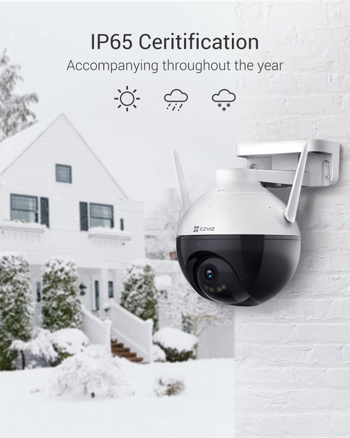 EZVIZ C8C Security Camera, Outdoor PT Surveillance Camera 1080p WiFi Camera with 360° Visual Coverage, Color Night Vision, IP65 Waterproof, Motion Detection, Audio Pick Up, Support 256GB SD Card