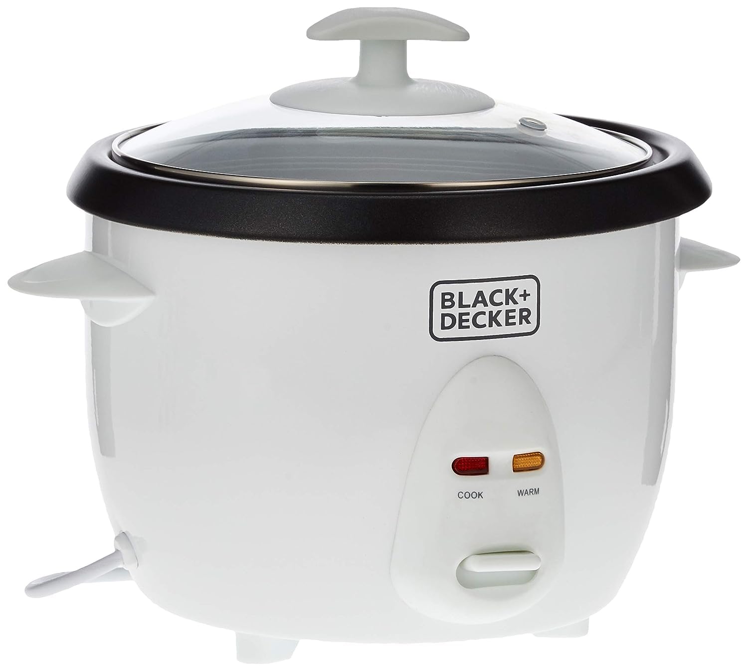 BLACK+DECKER Rice Cooker, 400W, 1L Capacity, Removable Nonstick Bowl, Steaming Tray, Glass Lid, Cool-Touch Design, Auto Warm Function, Water Level Indicator, Quick Meals, 220-240V, White - RC1050-B5