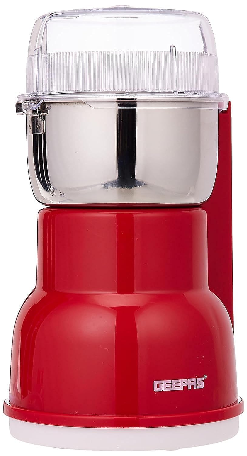 Geepas 150W Electric Coffee Grinder - Stainless Steel Blade |Stainless Steel Cup for Grinding, GCG5440 Overheat Protection | Removable Steel Bowl |2 Year Warranty