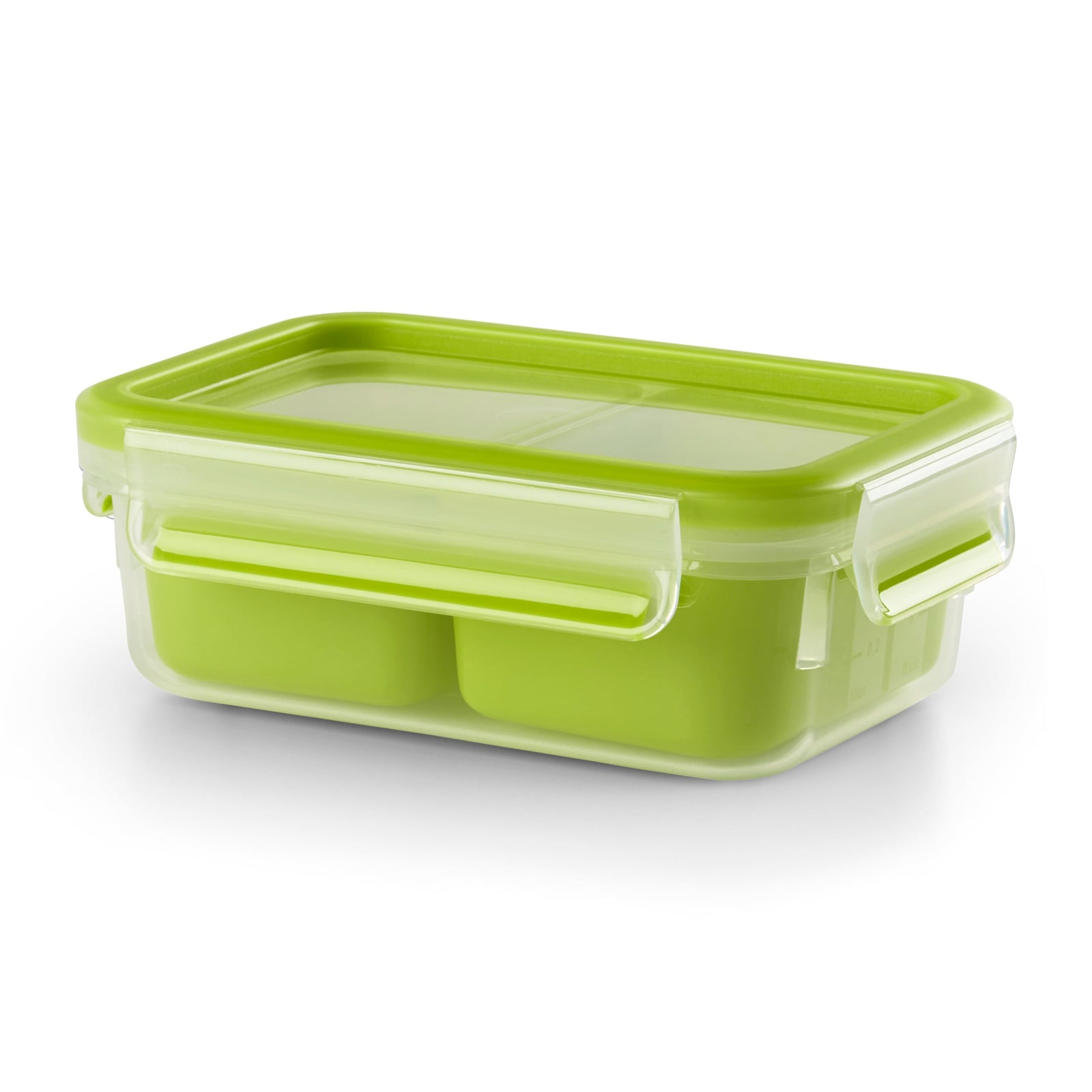 TEFAL MasterSeal To Go Snack Box 0.55 Litre Food Container with 2 Inserts, Green, Plastic, K3100612