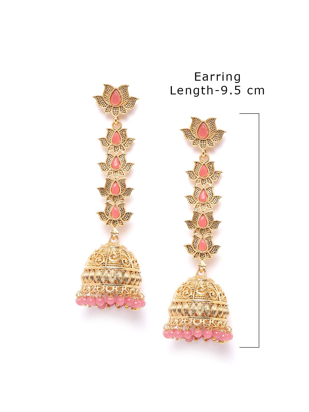 ZAVERI PEARLS LotUS Jhumki Earrings For Women (Golden) (Zpfk9647)