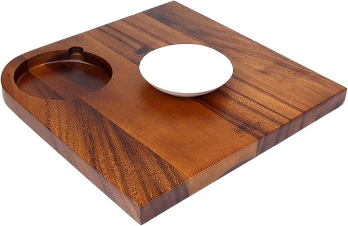 Billi® Wooden Serving Board With 1Pc Ceramic Dip Bowl, Steak Plate Food Platter