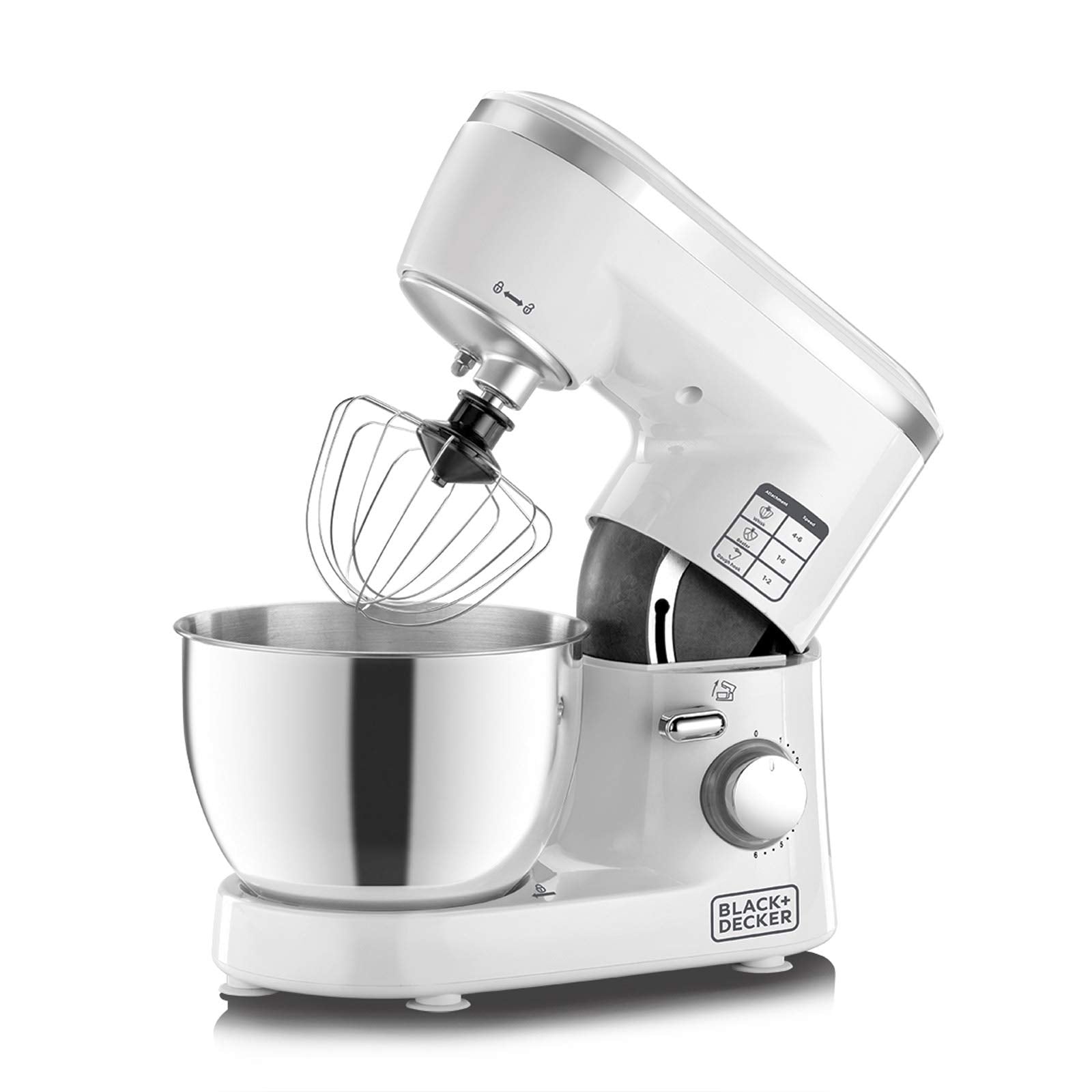 Black & Decker Kitchen Stand Mixer – 1000W Power, 4L Capacity, Stainless Steel Bowl, 6 Speed Settings, Easy Mixing & Kneading – SM1000-B5