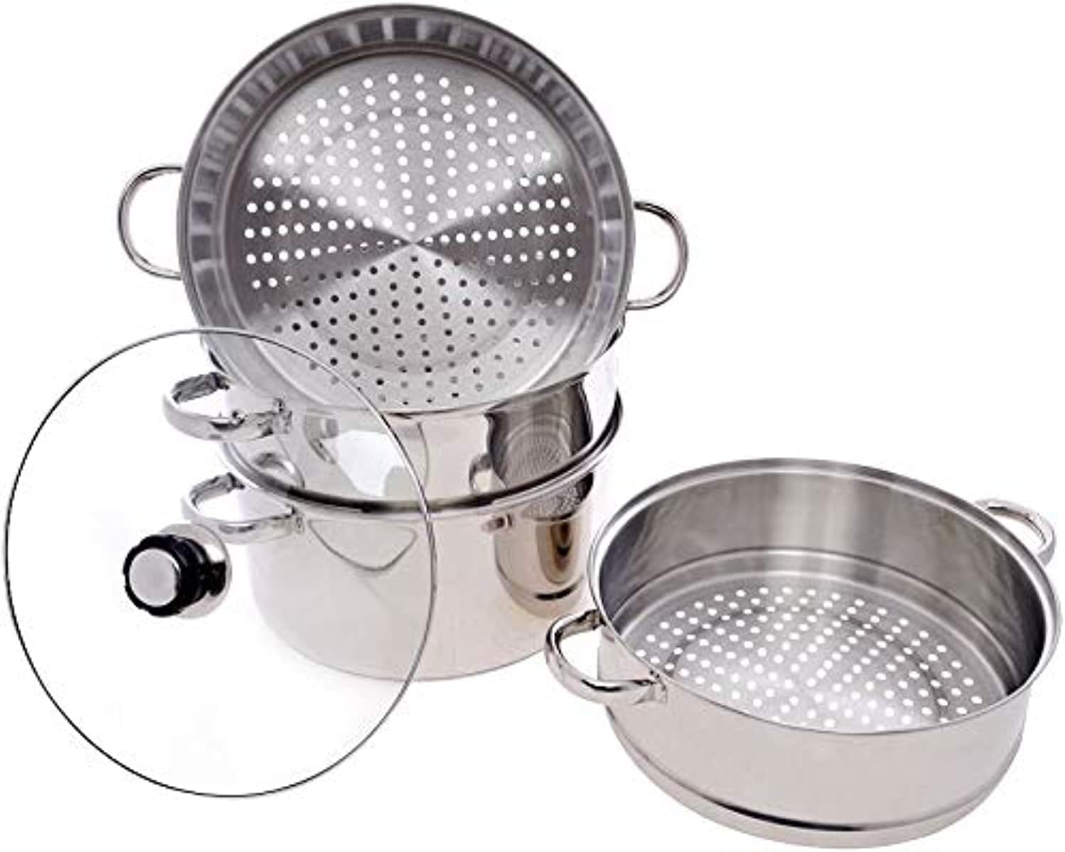 Wilson stainless steel 4-tier steamer with glass lid, silver cs-20