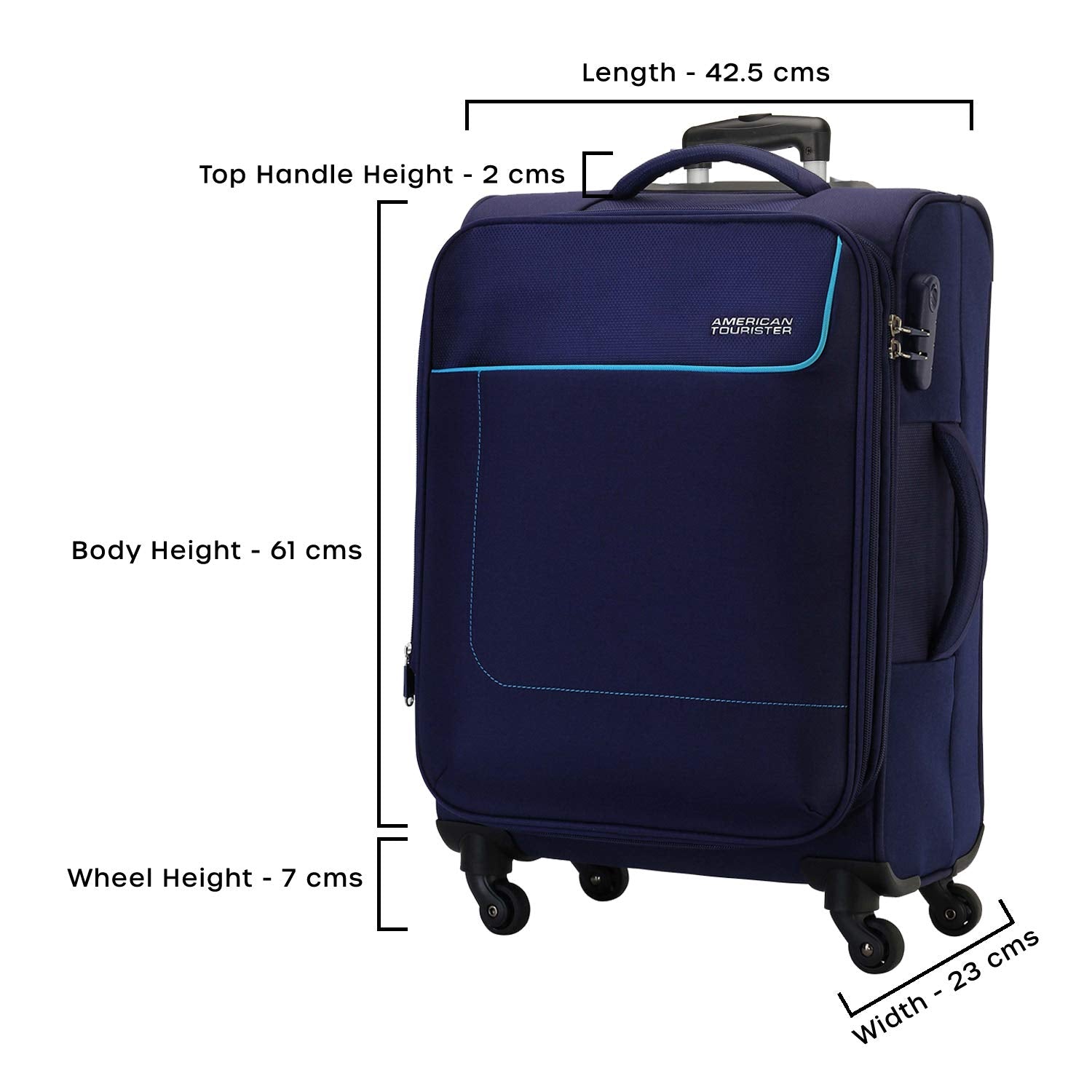 American Tourister Jamaica Soft Luggage Travel Trolley Bag , NAVY , 80 CM