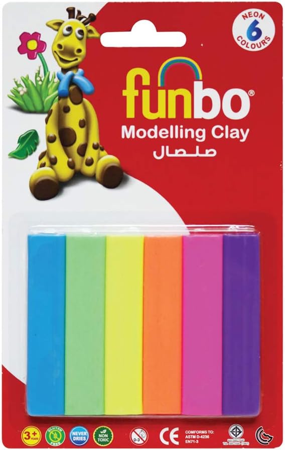 CLIPS M.Clay 50g 6 Neon Colors in Blister Card, FO-MC-50N-6-BS