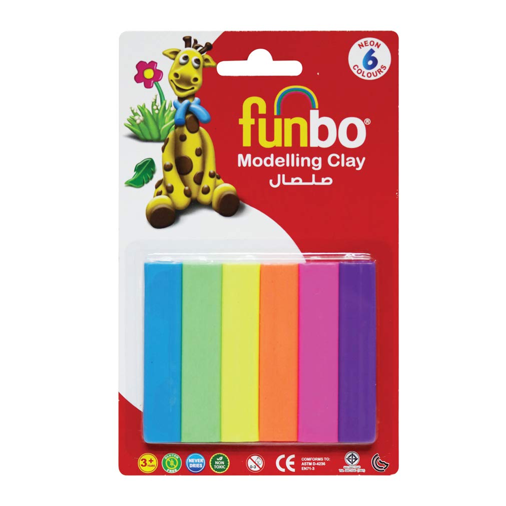 CLIPS M.Clay 50g 6 Neon Colors in Blister Card, FO-MC-50N-6-BS