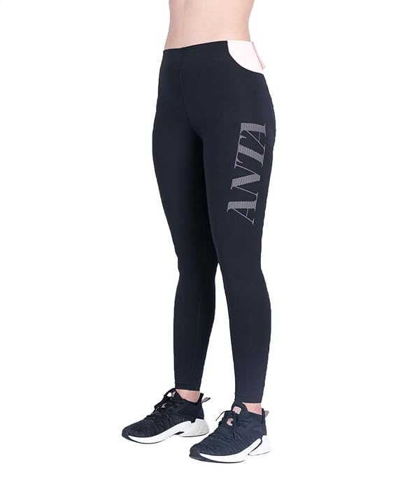 Anta Side Logo Print Slim-Fit Elastic Waist Training Sport Leggings for Women