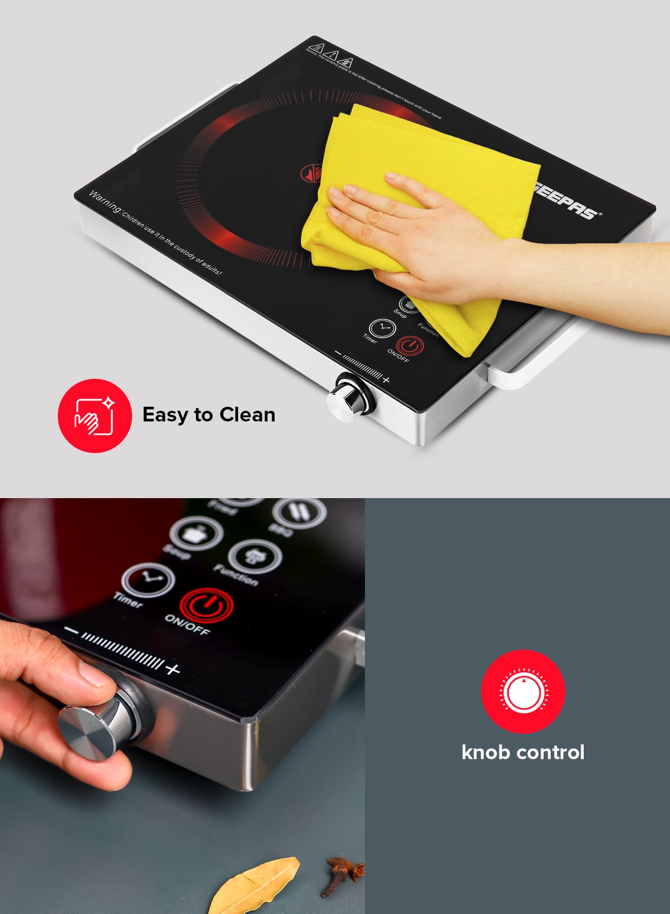 Dig Infrared Cooker 2000W Digital Infrared Cooker GIC6920|Elegant Design, Fireproof material, Stainless steel body| Overheat protection, high & low voltage protection