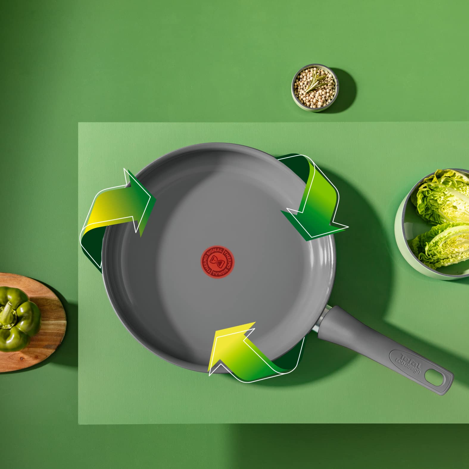 TEFAL Frying Pan |Renewal 30 cm Non-Stick Ceramic Coating Fry Pan |Eco-Designed |Recycled |Healthy Cooking |Thermo-Signal™ |Safe |Made in France |Induction Compatible | C4260753