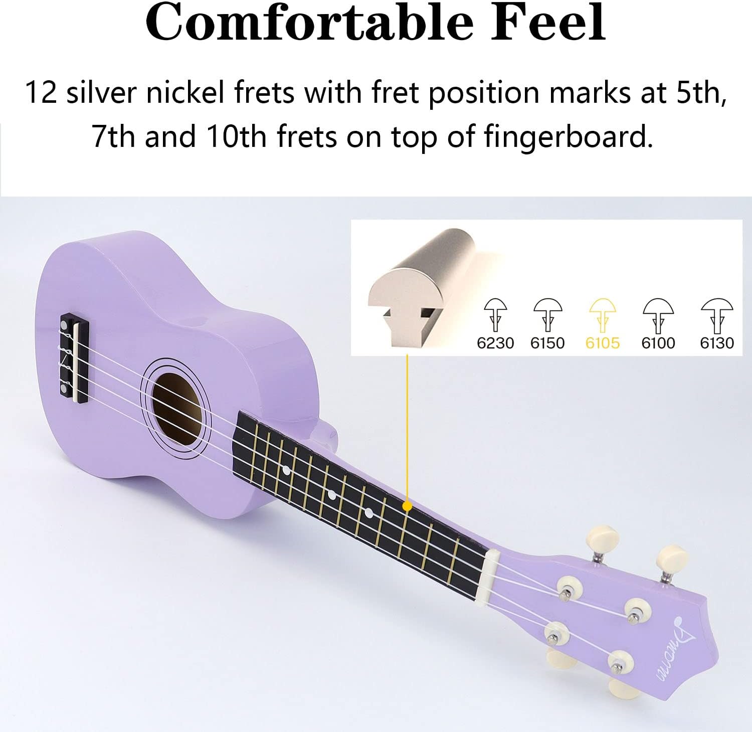 Amdini Varnish Soprano Wood Ukulele 21 inch Starter Uke Hawaii Small Guitar for Students and Beginners