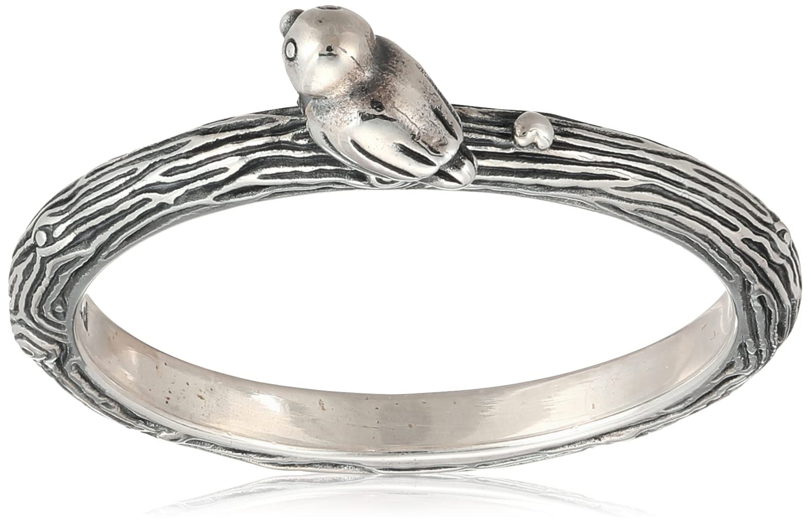 Pandora Spring 925 Sterling Silver Engraved Bird-Shape Ring - Silver