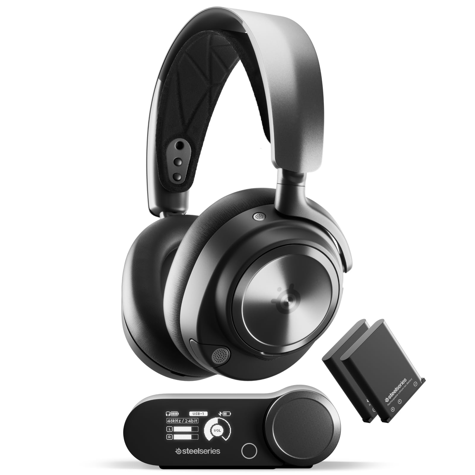 SteelSeries Arctis Nova Pro Wireless - Multi-System Gaming Headset - Neodymium Magnetic Drivers - Active Noise Cancellation - Infinity Power System - ClearCast Gen 2 Mic - PC, PS5, PS4, Switch, Mobile