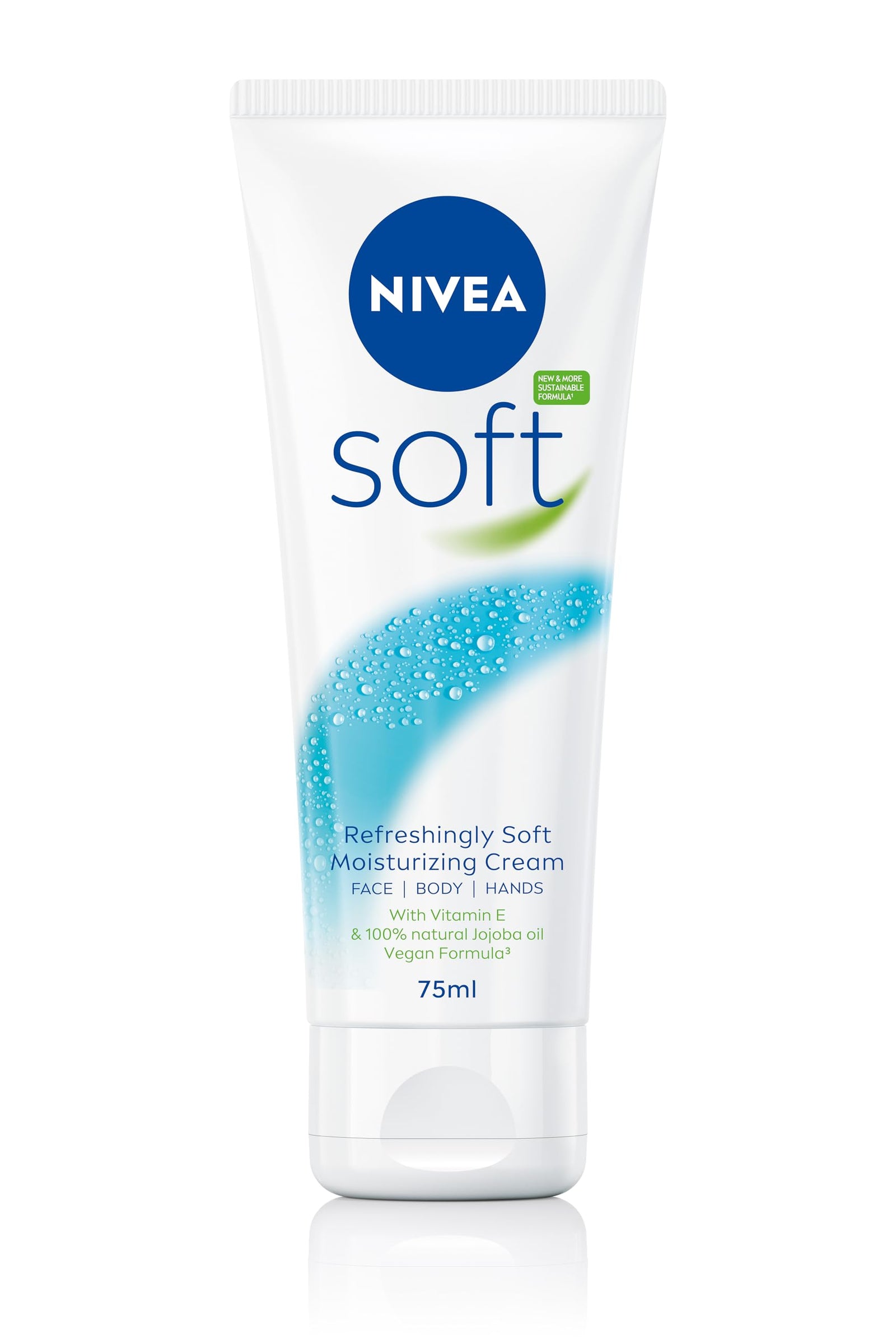 NIVEA Soft Moisturising Cream, A Moisturising Cream for Face, Body and Hands with Vitamin E and Jojoba Oil, Hand Cream Moisturises Deeply, All-Purpose Day Cream Tube, 75ml