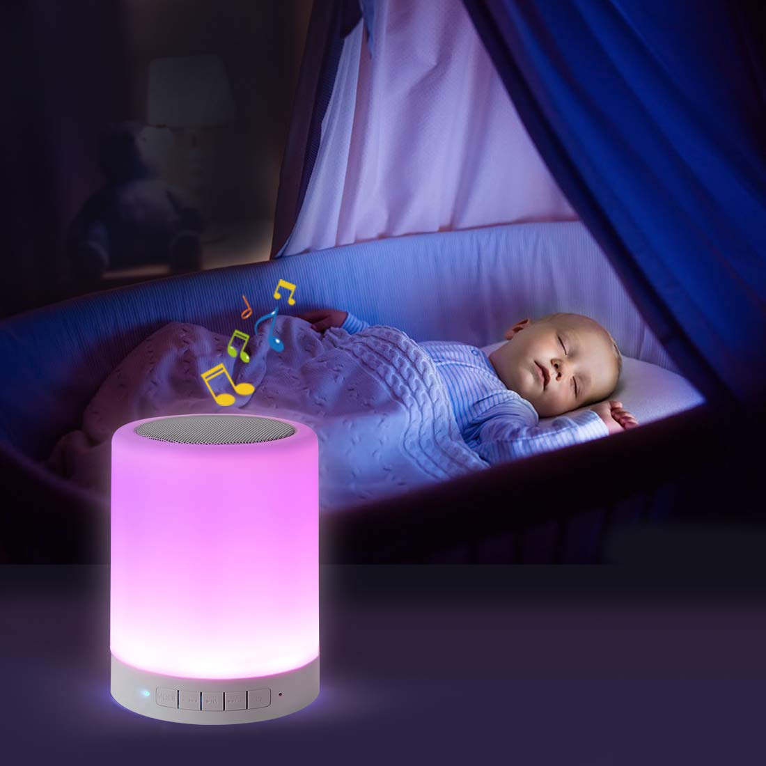 Night light bluetooth speaker, portable wireless bluetooth speakers, touch control bedside table light, outdoor speakers bluetooth, best gifts for girl, boy, baby