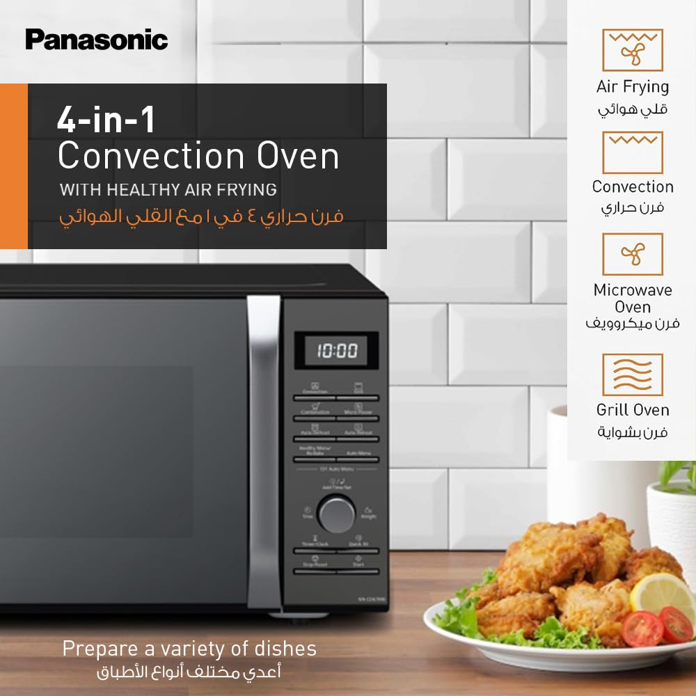 Panasonic 27L 4-In-1 Convection Microwave Oven, Nn-Cd67, Black, With Healthy Air Fryer Menus, 1 Yr Warranty