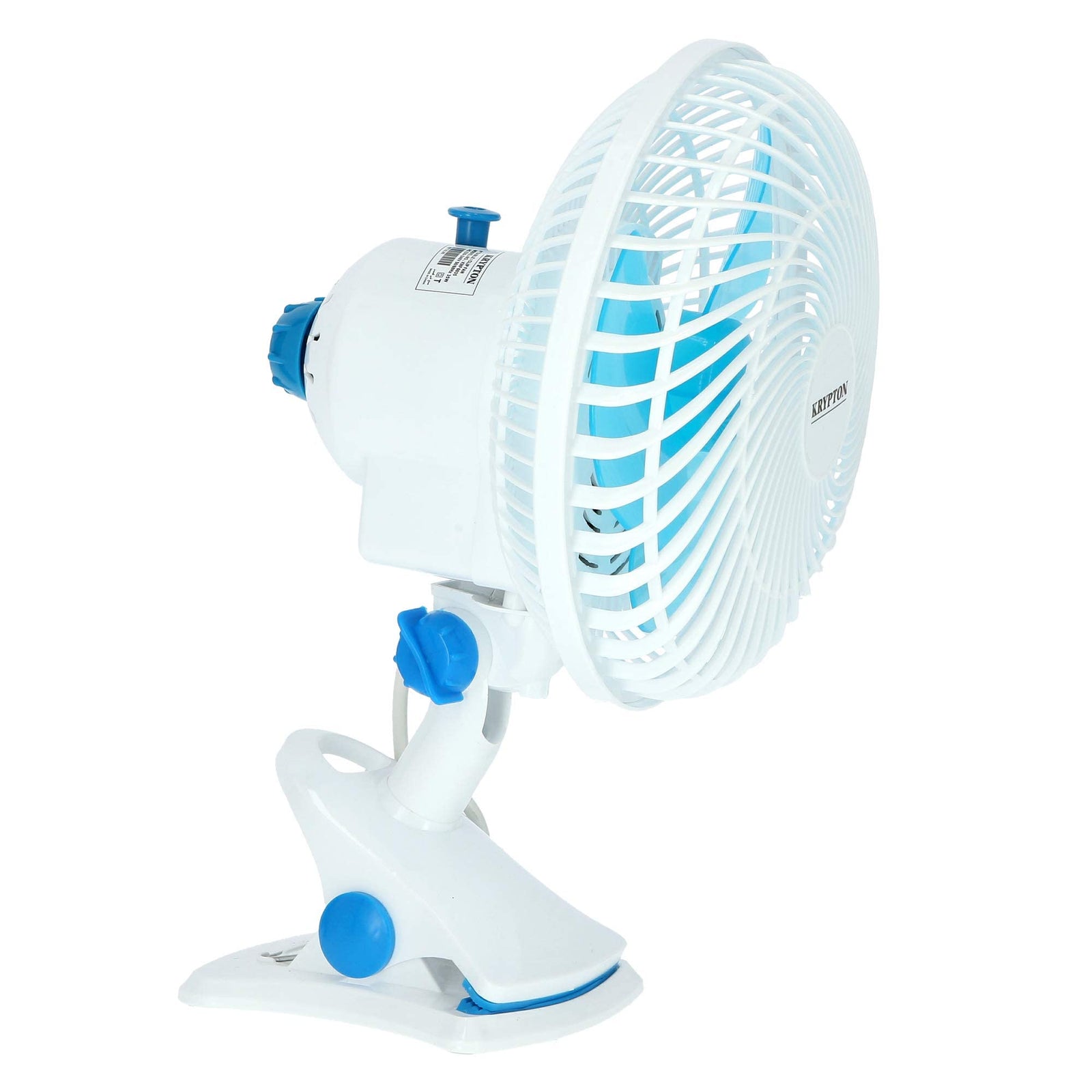 Krypton Table Fan, 8 Inch, Blue/White