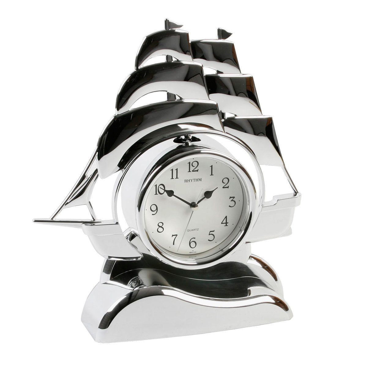 RHYTHM 4RP705WS19 Analog Desk and Shelf Clock, Silver