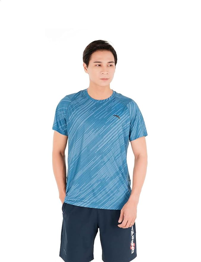 Anta Patterned Front Logo Regular-Fit T-shirt for Men L