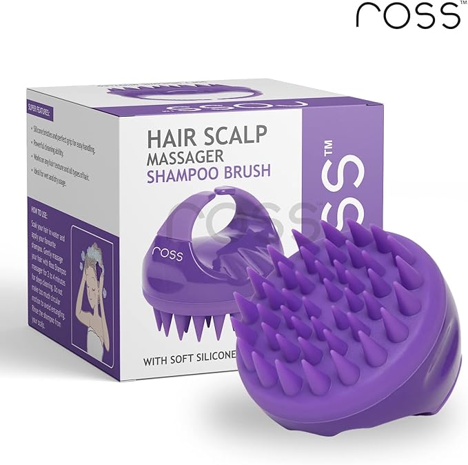 Ross Hair Scalp Massager Shampoo Brush with Soft Silicone Bristles