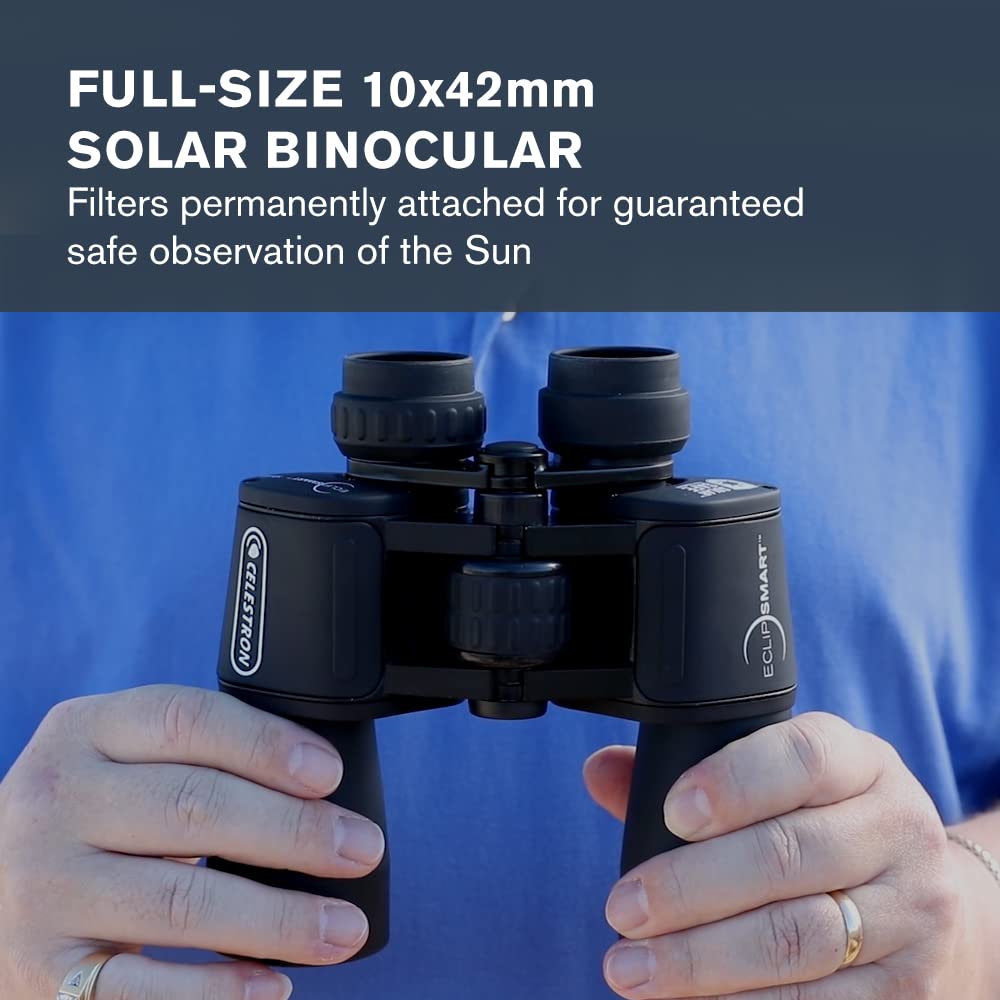 Celestron – Eclipsmart 10X42 Solar Viewing Binoculars – Premium Solar Safe Filter Technology – Binoculars For Safe Solar Observing – Iso 12312–2 Compliant For Solar Observing – Multi-Coated Optics