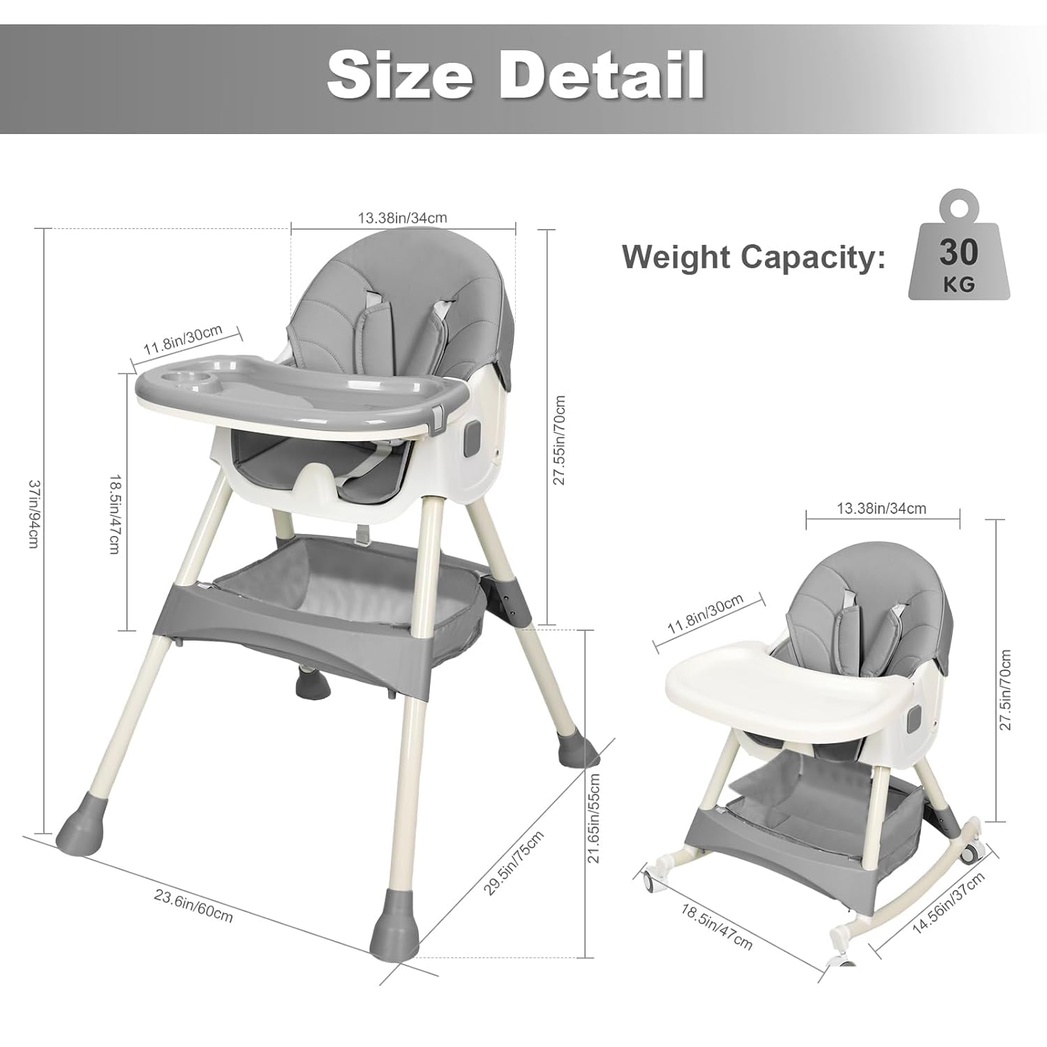 OYDAS High Chair Baby Feeding,4 in 1 high Chairs for Baby and Toddlers,High Chair baby Feeding,Travel Foldable High ChAir with Foot Rest,Baby Eating Chair,Adjustable Height & Recline (gg157)