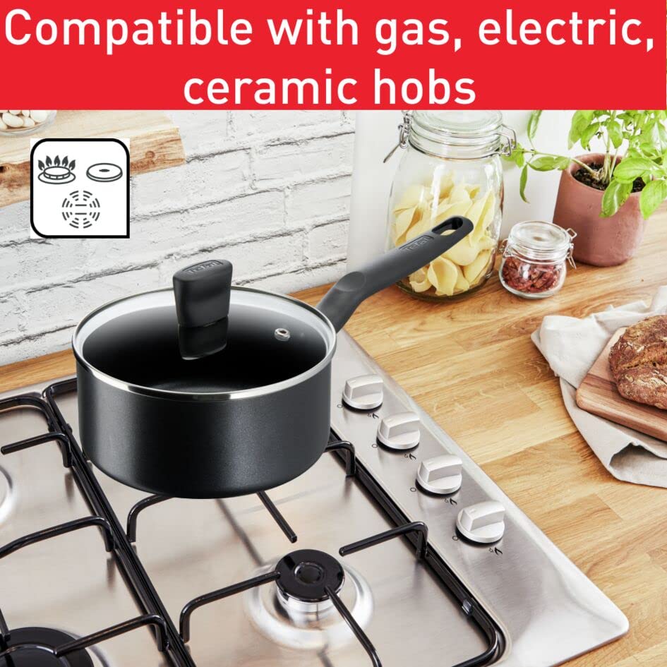 Tefal G6 Super Cook 18 cm Saucepan with Lid, Non stick, Black, Aluminium, B4592384
