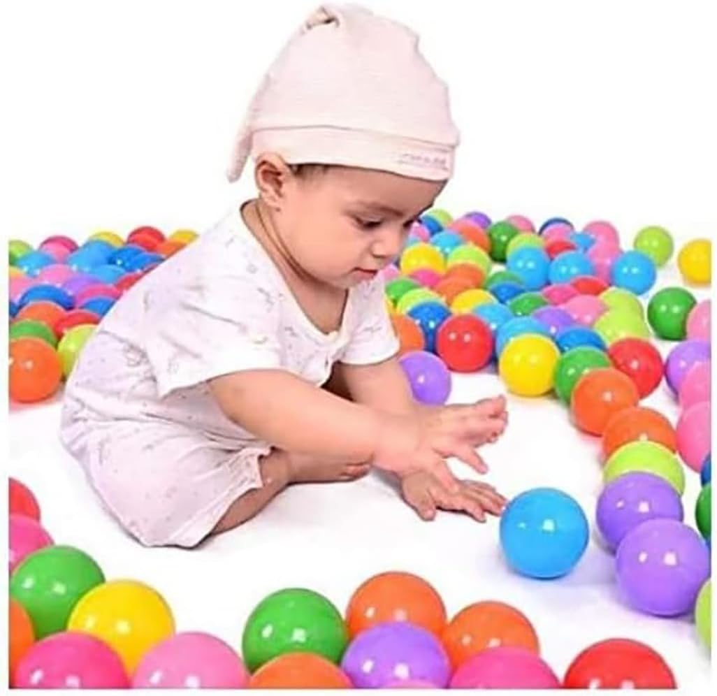 SKY-TOUCH 100 Pieces Each Pack of Soft and Colorful Plastic Ocean Balls, Ideal to fill Indoor and Outdoor Playpen, Ball Pits and Playhouse for Babies, Toddlers and Kids (Item Diameter:5.5cm)