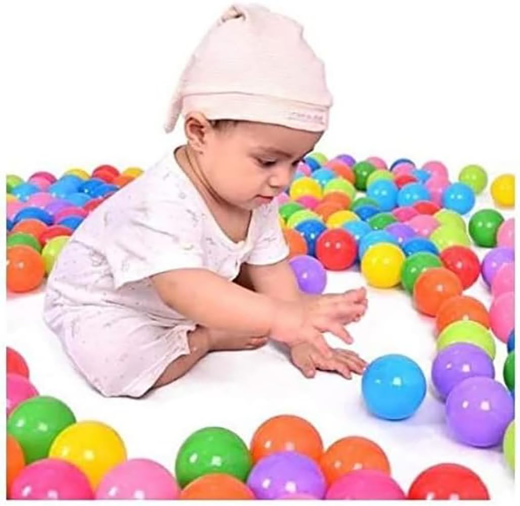 SKY-TOUCH 100 Pieces Each Pack of Soft and Colorful Plastic Ocean Balls, Ideal to fill Indoor and Outdoor Playpen, Ball Pits and Playhouse for Babies, Toddlers and Kids (Item Diameter:5.5cm)