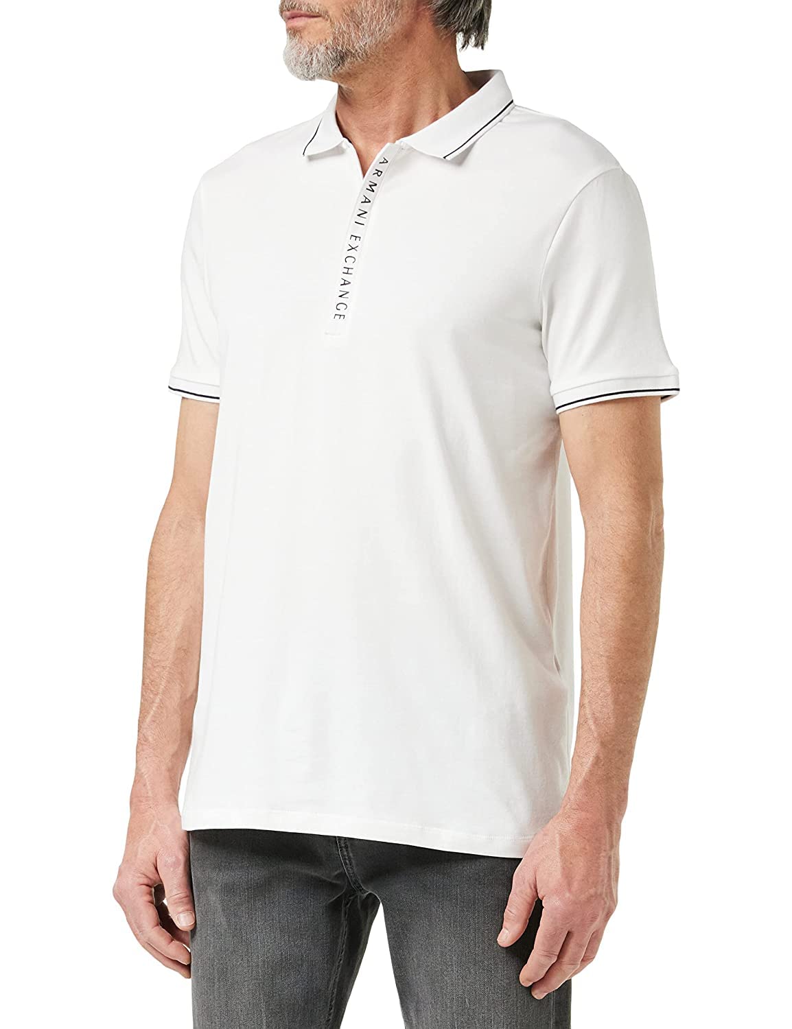 Armani Exchange Men's Hidden Buttons, Stretch Cotton Polo Shirt (pack of 1)