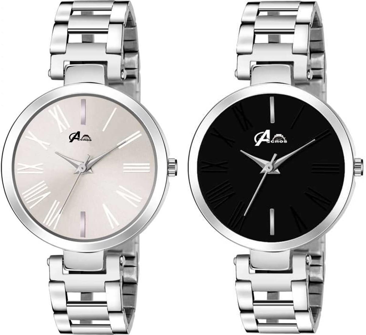 Acnos® Premium Steel Belt Analogue Multicolour Dial Women's Watch -Combo Pack of 2