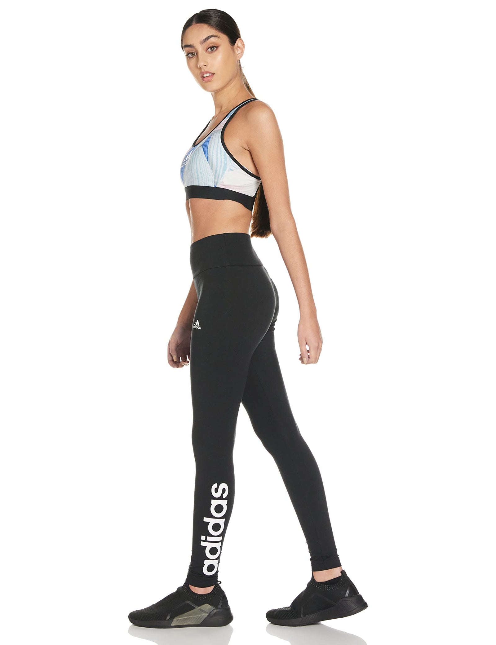 Adidas womens ESSENTIALS HIGH-WAISTED LOGO LEGGINGS Tights , black-white , m