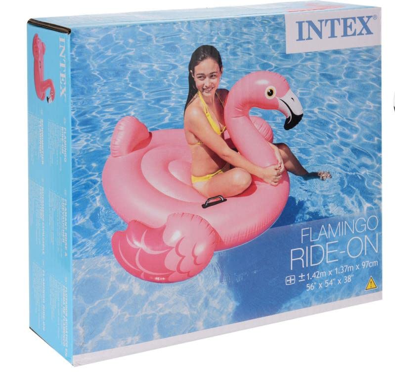 Intex Inflatable Flamingo Ride-On, Pink, 57558, 1.78 x 1.35