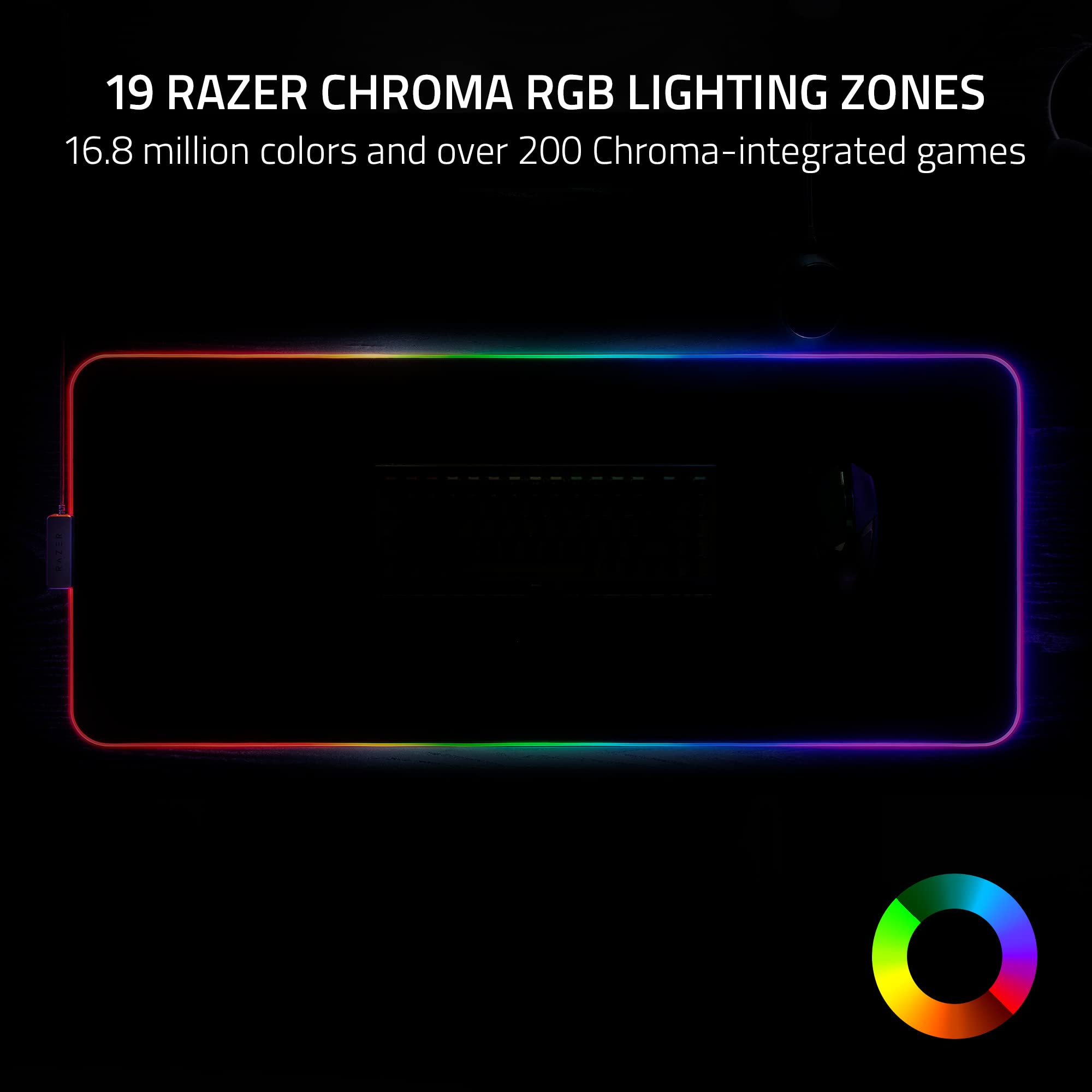 Razer Strider Chroma Hybrid Gaming Mouse Mat - Large, Black, RGB Lighting