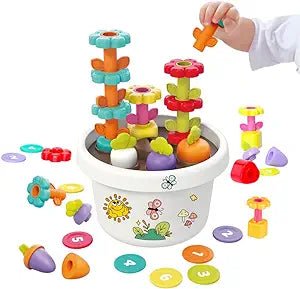 Montessori Flower Garden Toy Set – 7-in-1 Educational Building and Stacking Toys for Toddlers