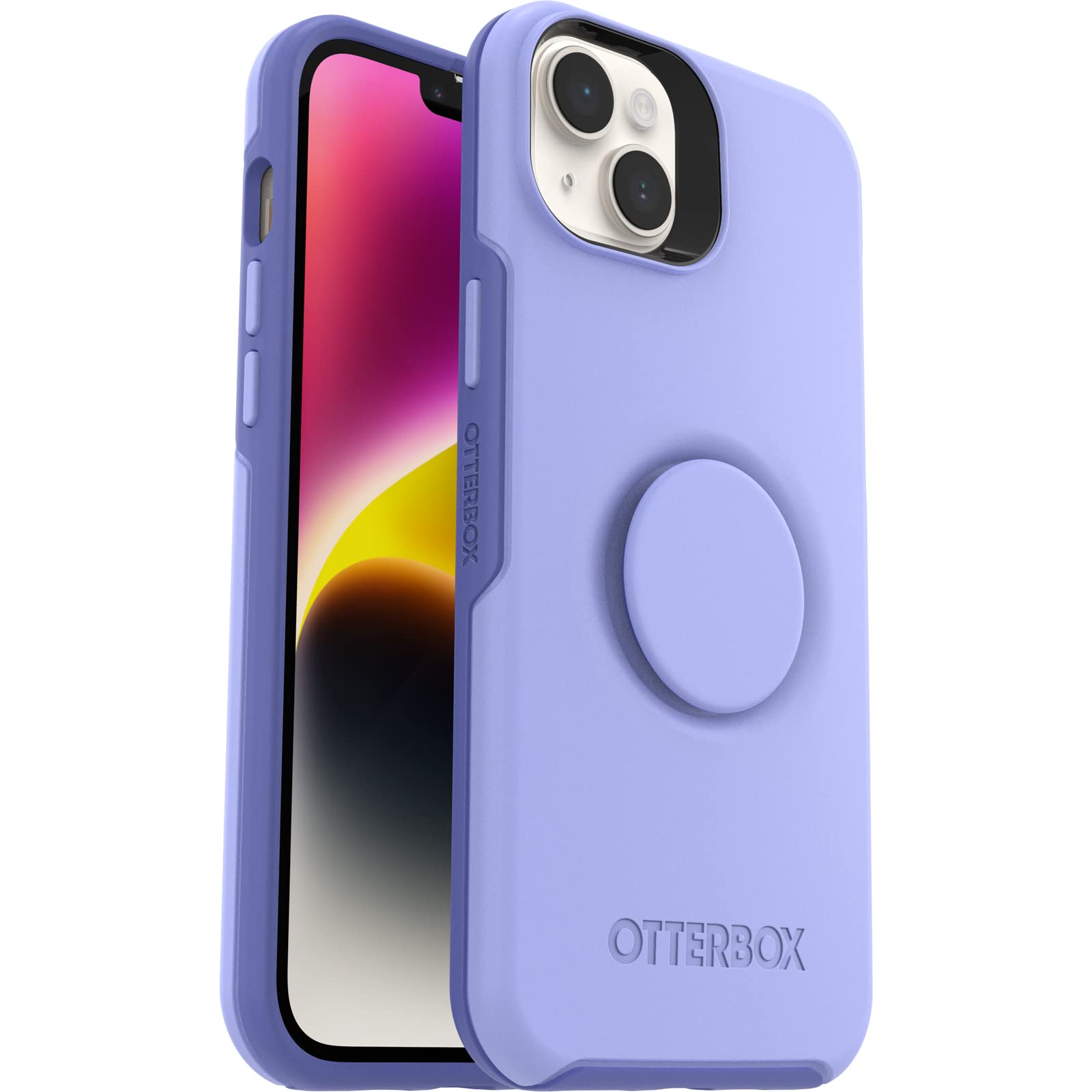 OtterBox Otter+Pop Case for iPhone 14 Plus, Shockproof, Drop proof, Protective Case with PopSockets PopGrip, 3x Tested to Military Standard, Antimicrobial, Purple, 77-88753