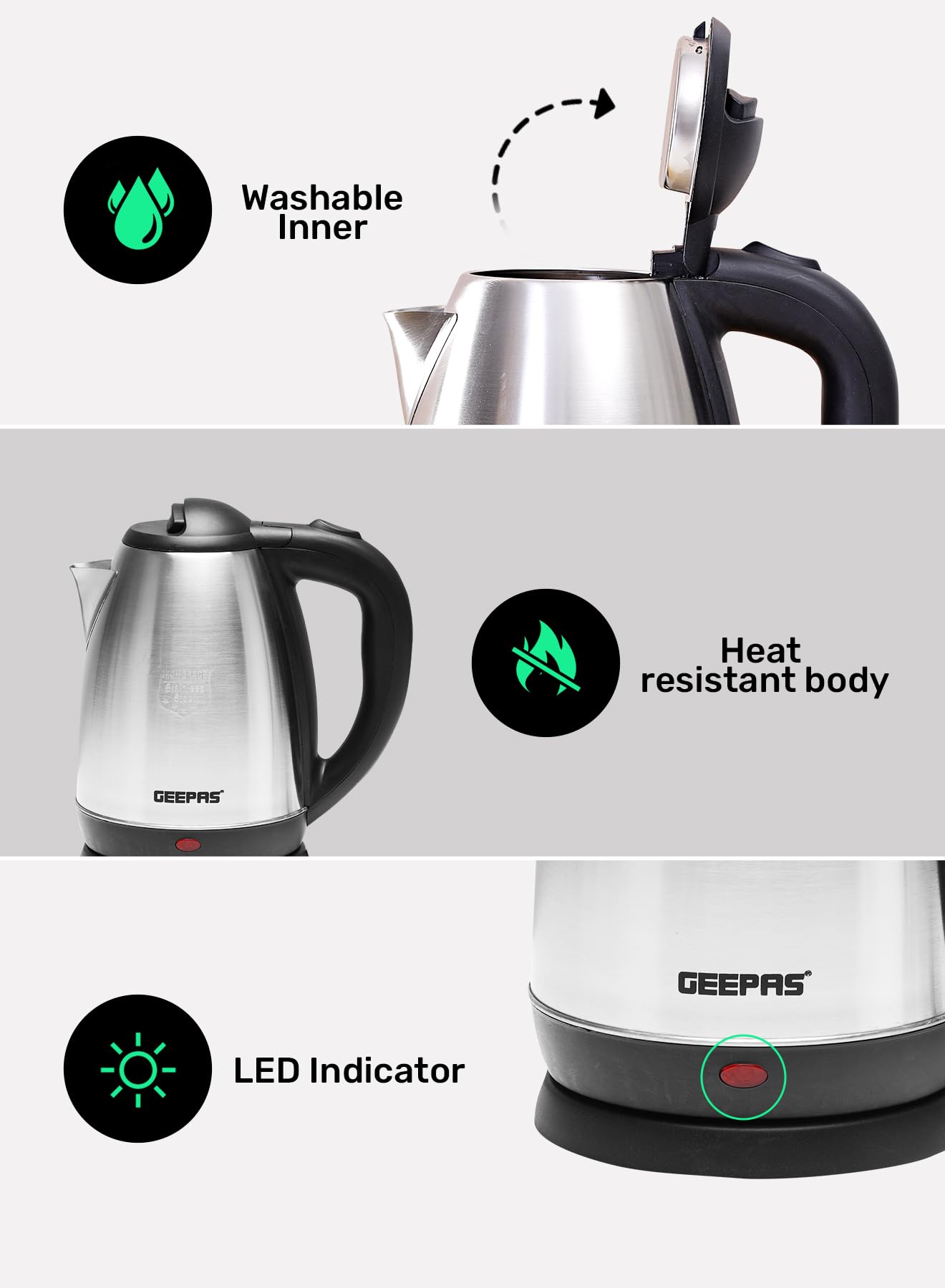 Geepas Kettle, Silver, GK5454