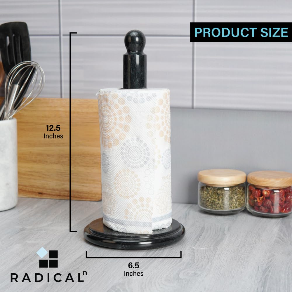 RADICALn Paper Towel Holder Black Handmade Marble Kitchen Towels Rack Paper Roll Holder Stand - Wrapping Paper Holder Towel - Hand Towel Rack Holder