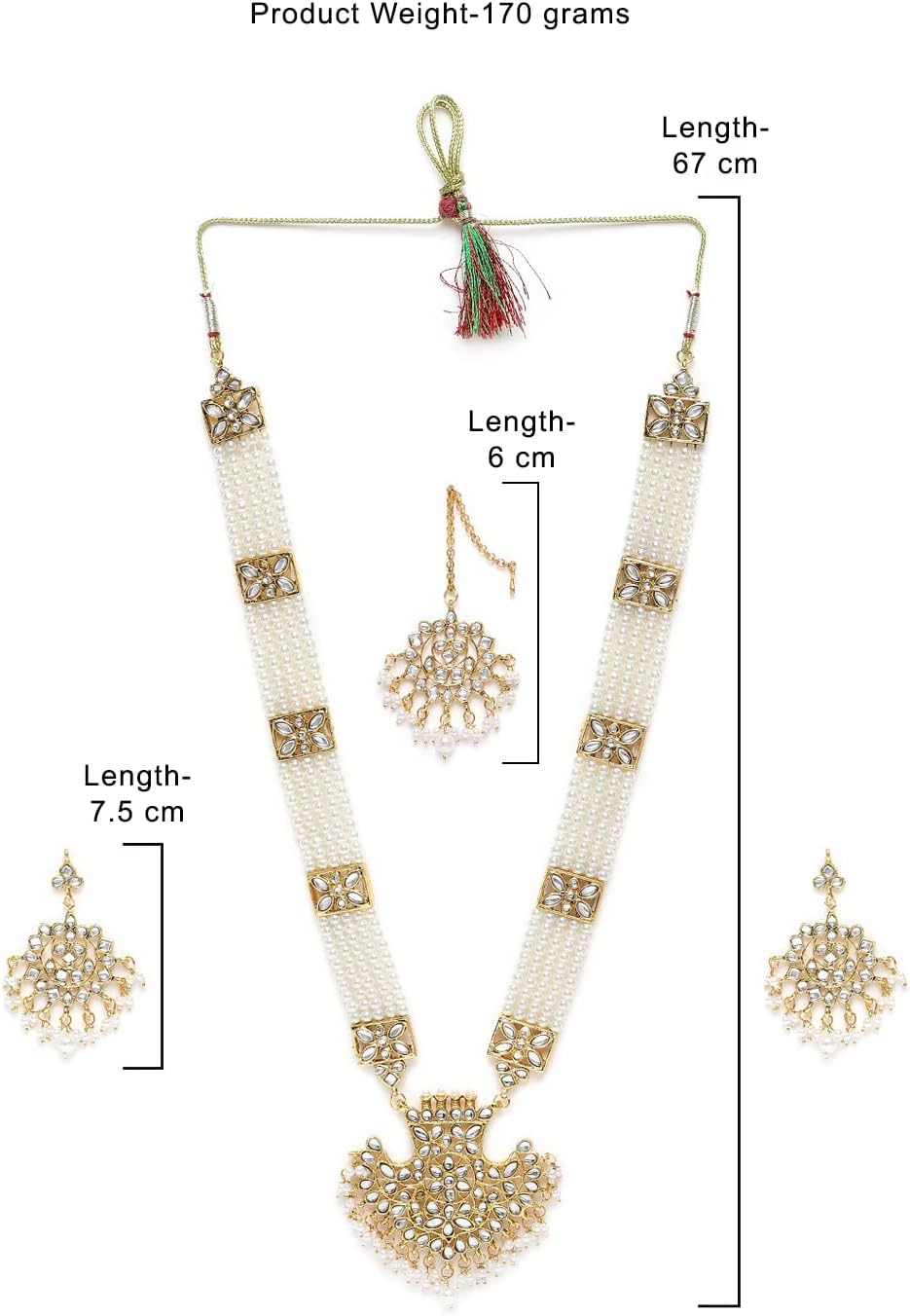 ZAVERI PEARLS Wedding Pearl Jewellery Set For Women (Golden) (ZPFK9802)