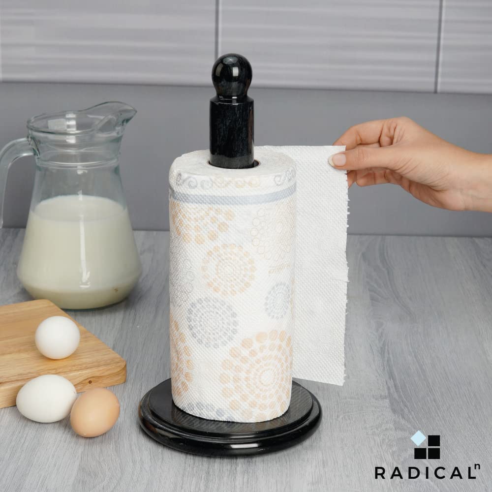 RADICALn Paper Towel Holder Black Handmade Marble Kitchen Towels Rack Paper Roll Holder Stand - Wrapping Paper Holder Towel - Hand Towel Rack Holder