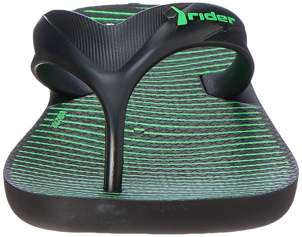 Rider E Graphics Slipp Black/Black/Green Rubber Flip Flop For Kids