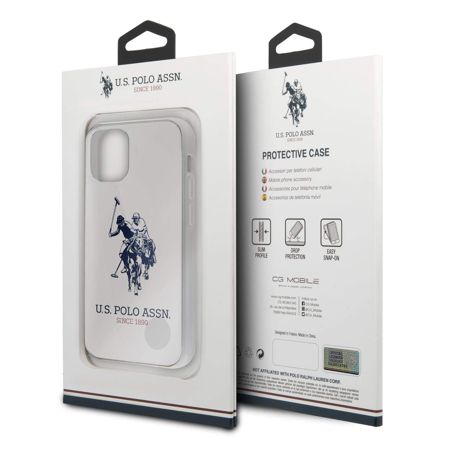 USPA PC/TPU Shiny HC Big Double Horse Logo iPhone Protective Case for your Mobile - White (iPhone Mini)