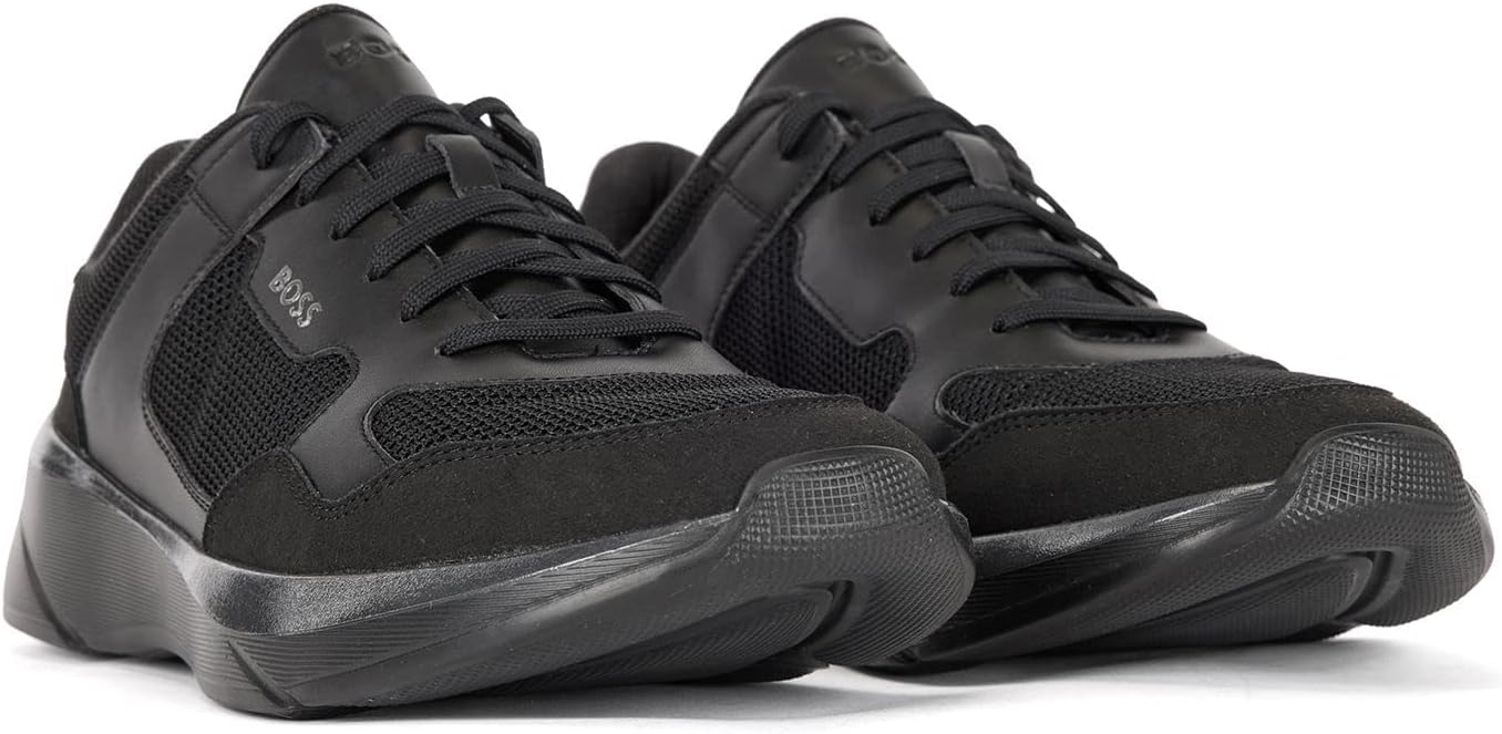 BOSS Men's Dean_Runn_memx Sneaker, Black, 40 EU