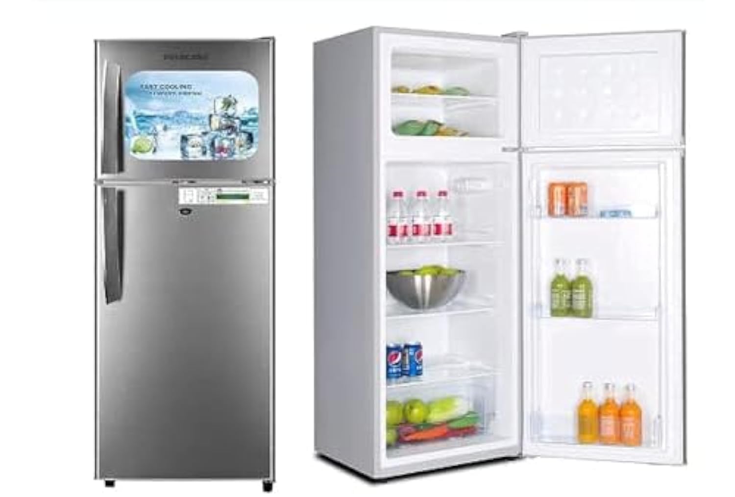 Nikai 275L Gross/190L Net, Top Mount Double Door Refrigerator, with Vegetable Crisper & Adjustable Glass Shelves, Defrosting & Temperature Control, For Kitchen, Bedroom, Office & Hotels - NRF275DN3S