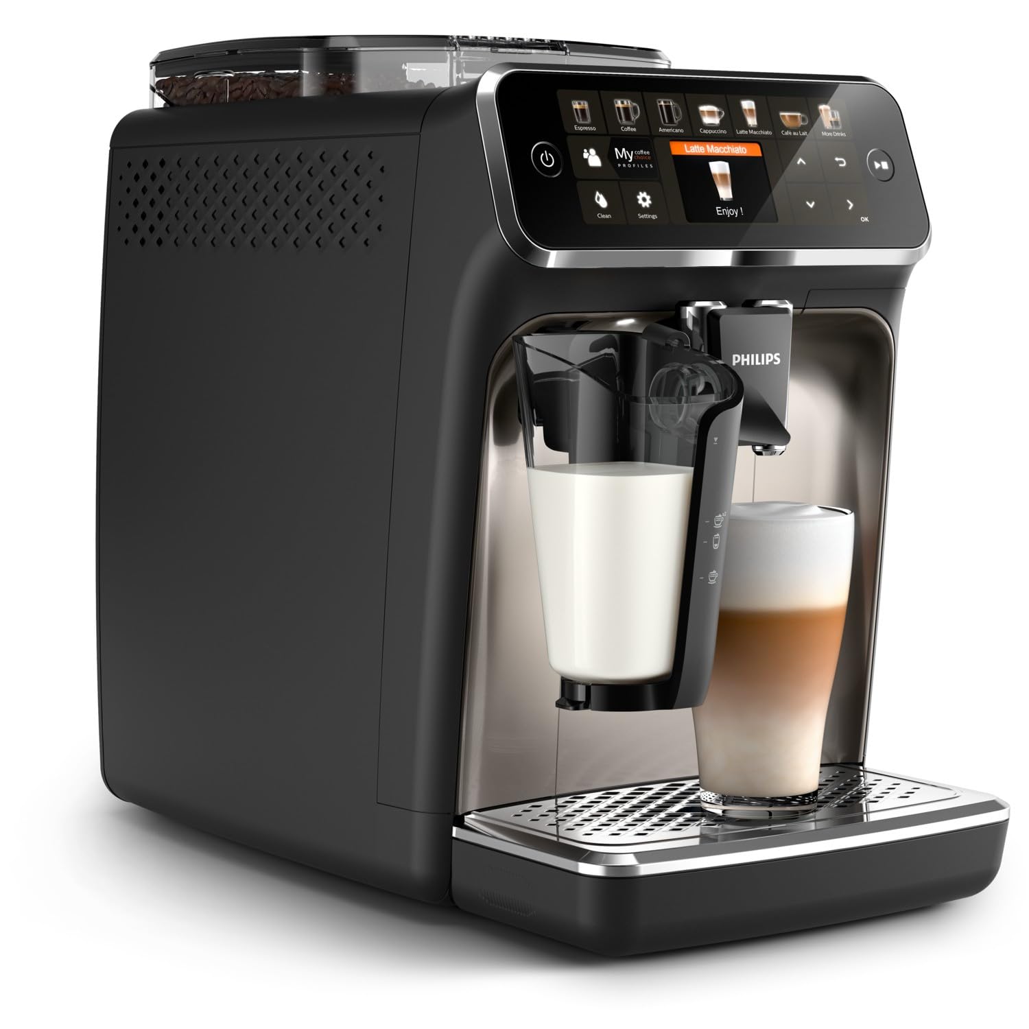 Philips 5400 Series Fully Automatic Espresso Machine - 1500W,12 Beverages, LatteGo Milk Solution, TFT Display - EP5447/90