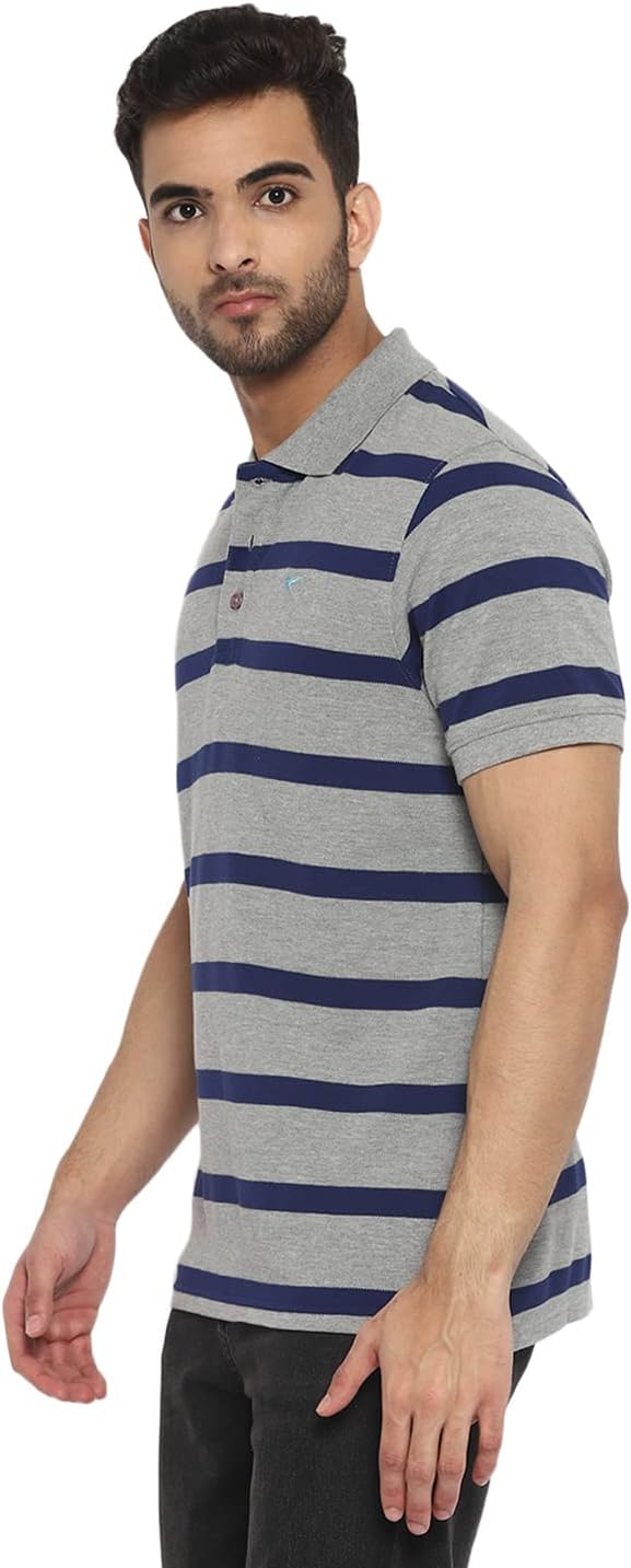 Deniklo Men's Striped Regular fit Polo Shirt