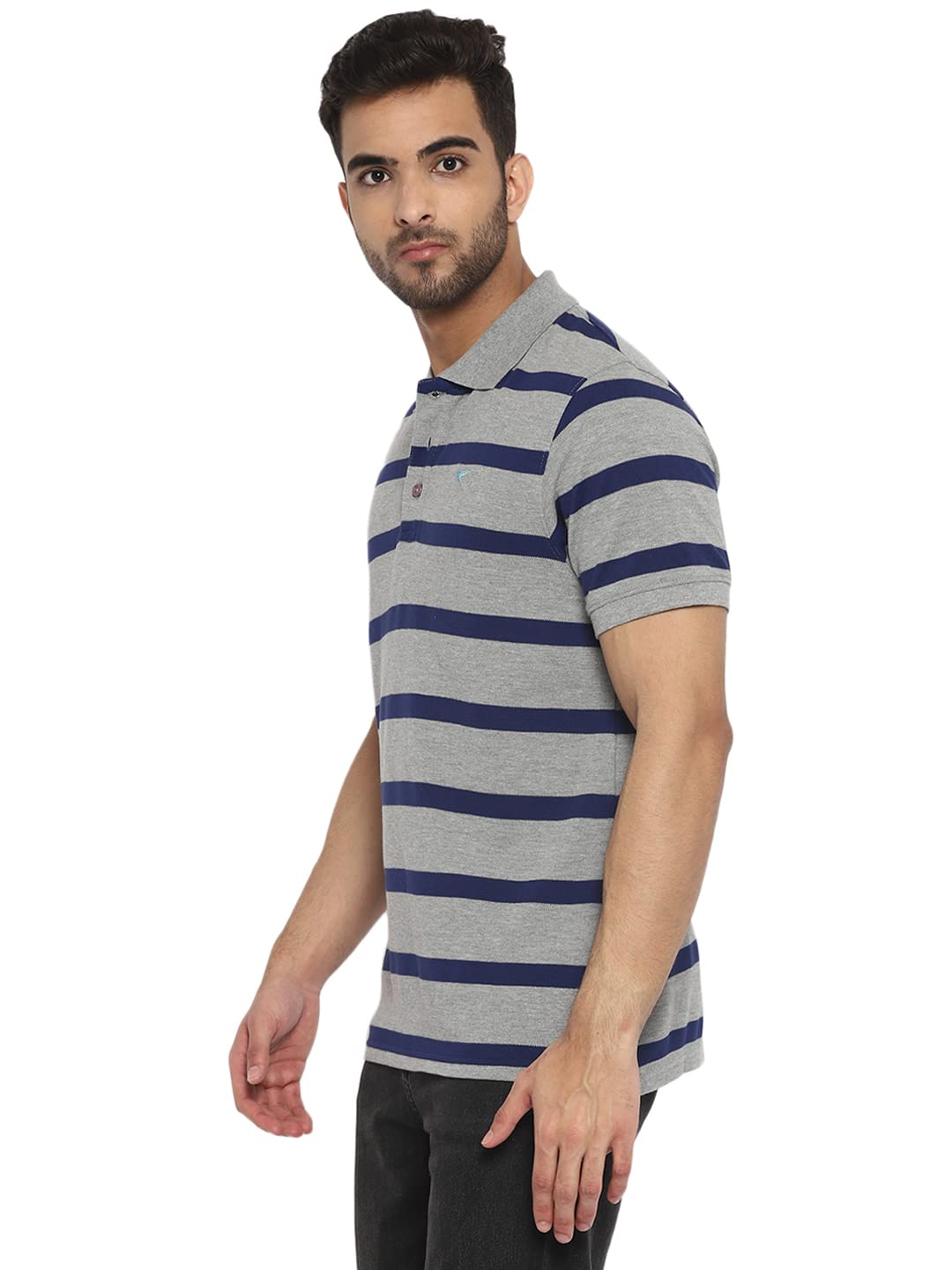 Deniklo Men's Striped Regular fit Polo Shirt