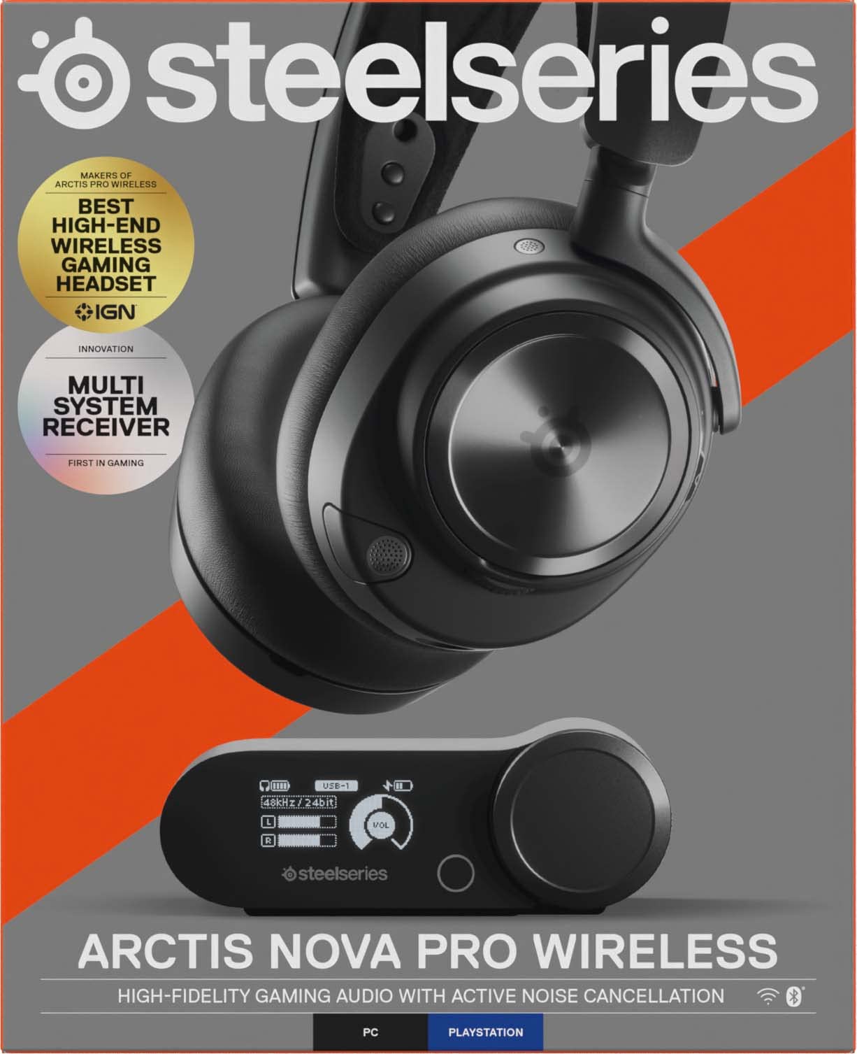 SteelSeries Arctis Nova Pro Wireless - Multi-System Gaming Headset - Neodymium Magnetic Drivers - Active Noise Cancellation - Infinity Power System - ClearCast Gen 2 Mic - PC, PS5, PS4, Switch, Mobile